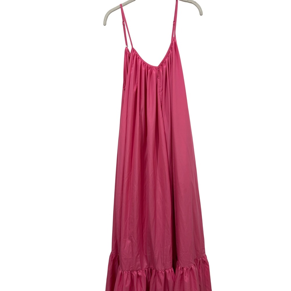 TOV Los Angeles Pink Ruffle Hem Maxi Dress‎ Adjustable Straps Size 44